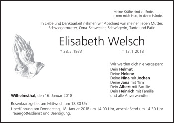 Anzeige von Elisabeth Welsch von MGO
