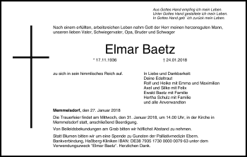 Anzeige von Elmar Baetz von MGO