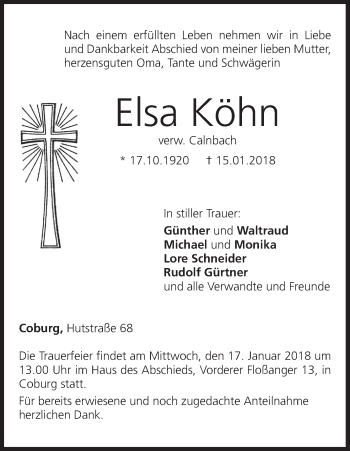 Anzeige von Elsa Köhn von MGO