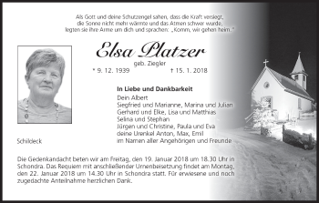 Anzeige von Elsa Platzer von MGO