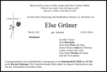 Anzeige von Else Grüner von MGO