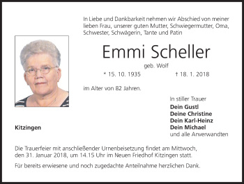 Anzeige von Emmi Scheller von MGO