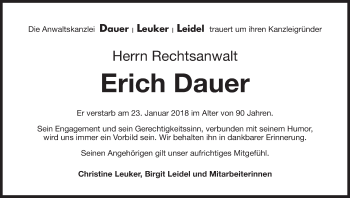 Anzeige von Erich Dauer von MGO