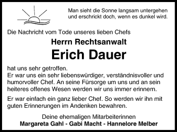Anzeige von Erich Dauer von MGO