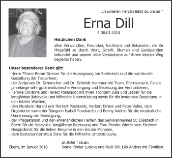 Anzeige von Erna Dill von MGO