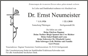 Anzeige von Ernst Neumeister von MGO