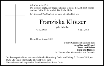 Anzeige von Franziska Klötzer von MGO