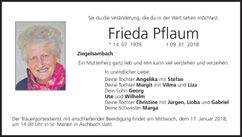 Anzeige von Frieda Pflaum von MGO