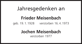 Anzeige von Frieder Meisenbach von MGO