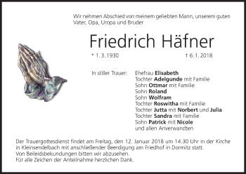 Anzeige von Friedrich Häfner von MGO