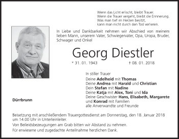 Anzeige von Georg Diestler von MGO