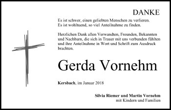 Anzeige von Gerda Vornehm von MGO