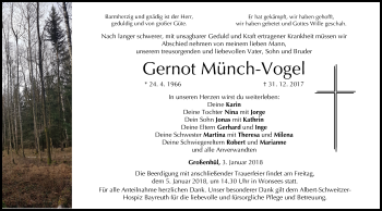 Anzeige von Gernot Münch-Vogel von MGO