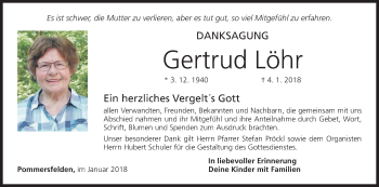 Anzeige von Gertrud Löhr von MGO
