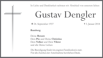 Anzeige von Gustav Dengler von MGO