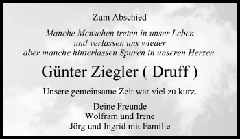 Anzeige von Günter Ziegler von MGO