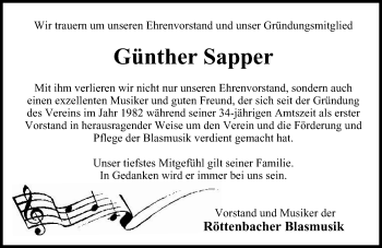 Anzeige von Günther Sapper von MGO