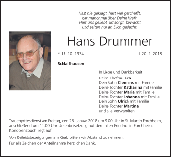 Anzeige von Hans Drummer von MGO