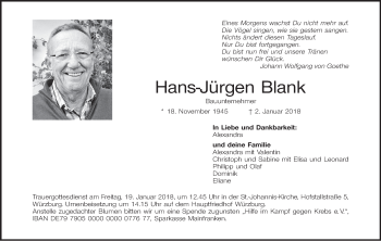 Anzeige von Hans-Jürgen Blank von MGO