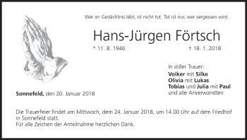 Anzeige von Hans-Jürgen Förtsch von MGO
