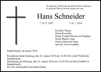Anzeige von Hans Schneider von MGO