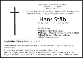 Anzeige von Hans Stäb von MGO