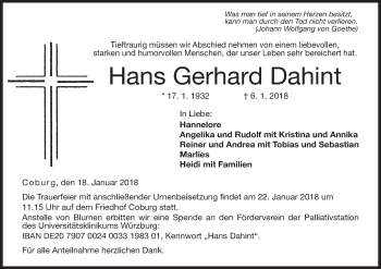 Anzeige von Hans Gerhard Dahint von MGO