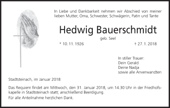 Anzeige von Hedwig Bauerschmidt von MGO