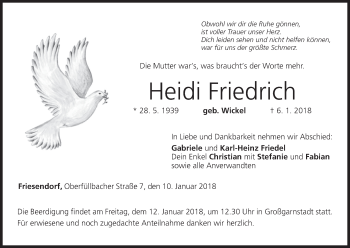 Anzeige von Heidi Friedrich von MGO