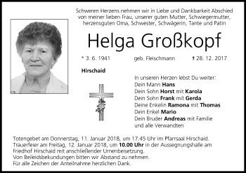 Anzeige von Helga Großkopf von MGO