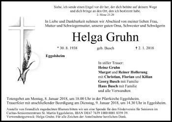 Anzeige von Helga Gruhn von MGO