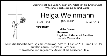 Anzeige von Helga Weinmann von MGO