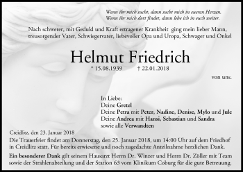 Anzeige von Helmut Friedrich von MGO