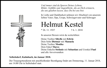 Anzeige von Helmut Kestel von MGO