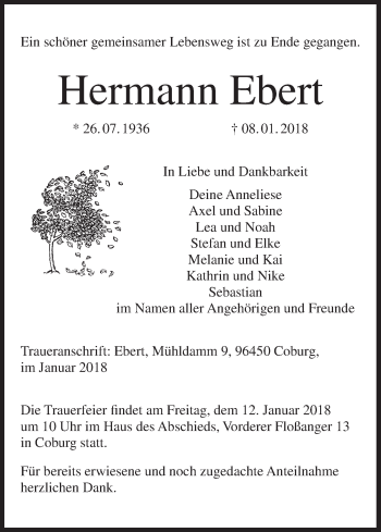 Anzeige von Hermann Ebert von MGO