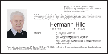 Anzeige von Hermann Hild von MGO