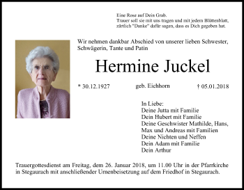 Anzeige von Hermine Juckel von MGO