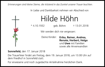 Anzeige von Hilde Höhn von MGO