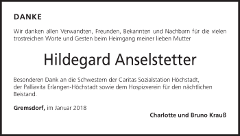 Anzeige von Hildegard Anselstetter von MGO