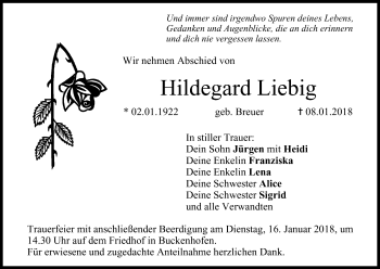 Anzeige von Hildegard Liebig von MGO