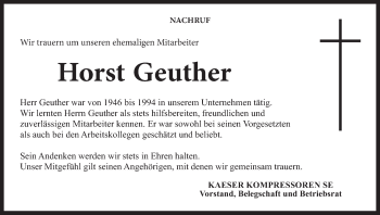 Anzeige von Horst Geuther von MGO