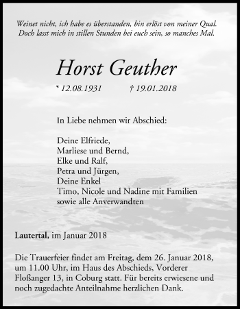 Anzeige von Horst Geuther von MGO