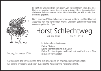 Anzeige von Horst Schlechtweg von MGO