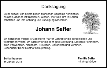 Anzeige von Johann Saffer von MGO