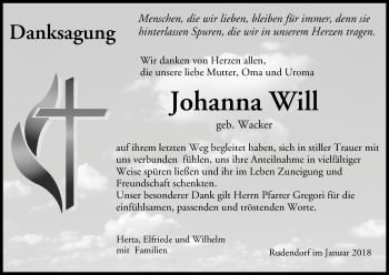 Anzeige von Johanna Will von MGO