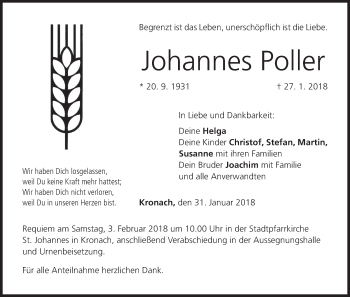Anzeige von Johannes Poller von MGO