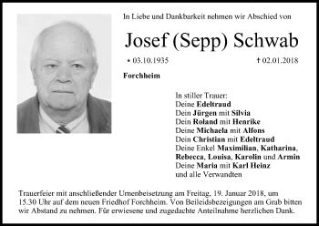 Anzeige von Josef Schwab von MGO