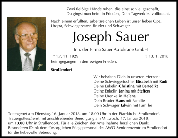 Anzeige von Joseph Sauer von MGO