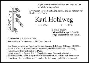 Anzeige von Karl Hohlweg von MGO