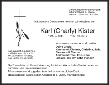 Anzeige von Karl Kister von MGO